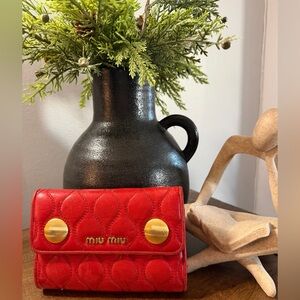 Miu Miu Quilted Red Trifold Wallet